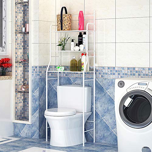 Wefun Toilettenregal Badezimmer Regal 3 Tier Ablagen WC Regal Waschmaschinenregal 165 * 55 * 26 cm (Weiß) von Wefun