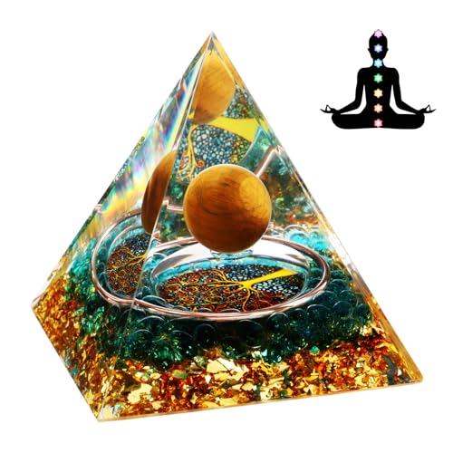 Weigudoc Orgonit Pyramide Reiki Chakra Steine, Tigerauge Stein & Baum Lebens Amethyst, Edelsteine Heilsteine für Chakra-Heilung Meditation Haus Dekoration Anziehen Reichtum(01) von Weigudoc