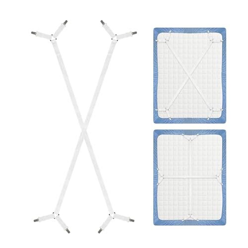 Wekuw 2 Stücke Bettlaken Spanngurte (Weiß) Bettlakenspanner Sheet Holder Spannbettlaken Gummi Halterung Spanner für Bettlaken Bettspanner Geeignet für Alle Matratzengrößen Bed Sheets Betttuch von Wekuw