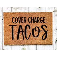 Cover Ladematte, Lustige Türmatte, Coco Coir Willkommen Handbemalte Charge Tacos von WelcomeIshDoormats