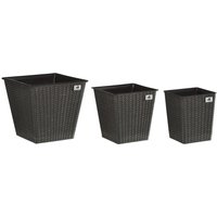 Pflanzkübel Polyrattan 3er 41,5 x H38 / 32 x H32 / 26 x H30, anthrazit von Weles