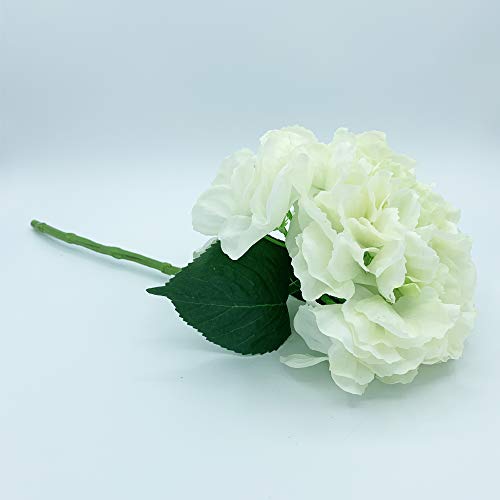 Wellhome Hortensienstrauß mit natürlicher Haptik Blumen Ø 20 cm in Farbe, weiß 42 cm, 1 Stück von Wellhome