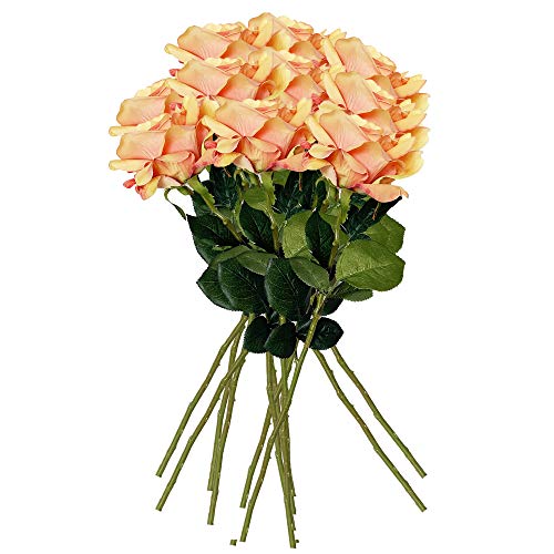 Wellhome Packung mit 12 Rosensträußen mit natürlicher Blume, Durchmesser 11 cm, orange, 69 cm von Wellhome