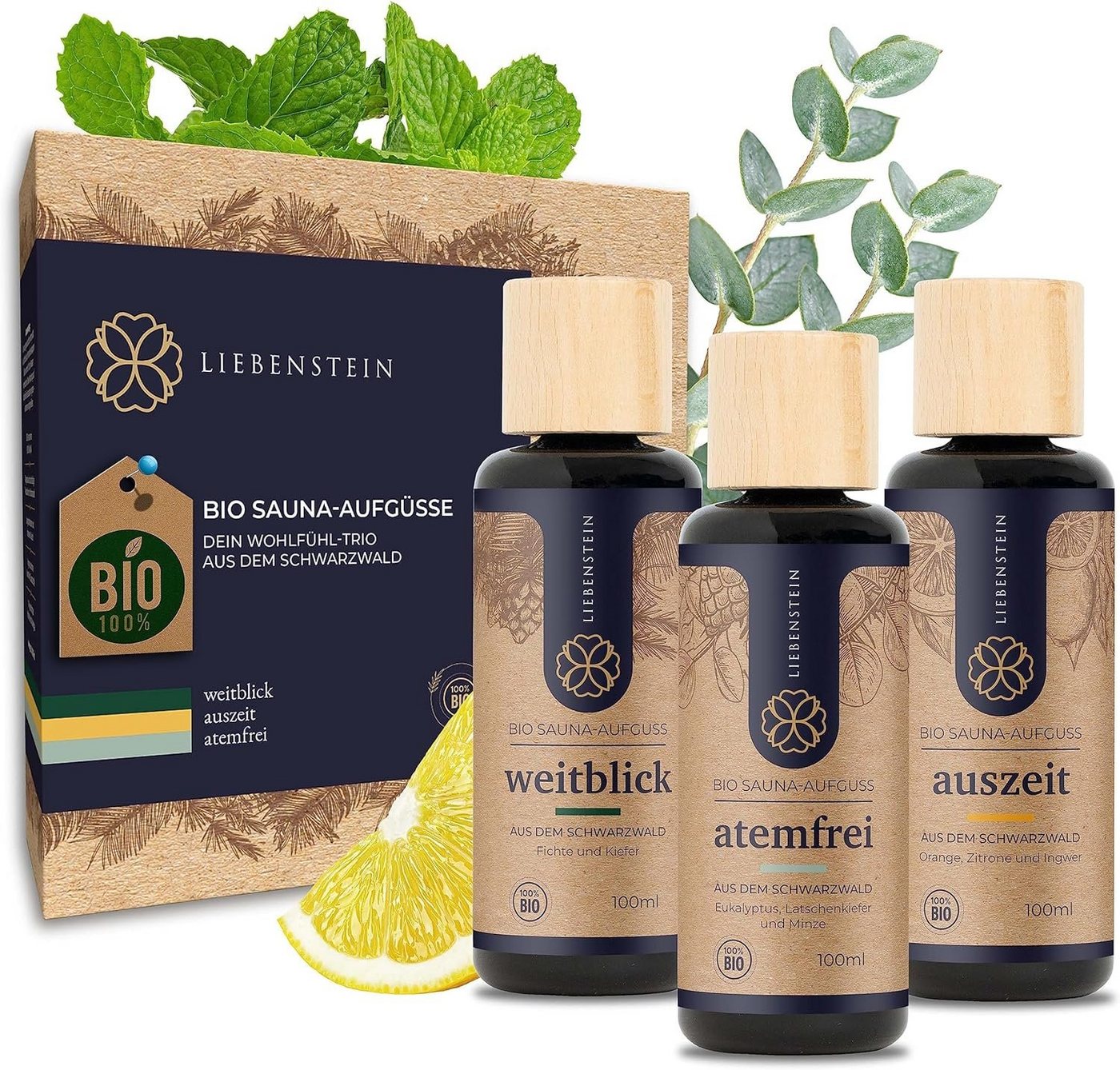 Wellnessmax Aufgusskonzentrat Liebenstein® BIO Saunaaufguss SET “Wohlfühl-Trio” 3x100ml von Wellnessmax