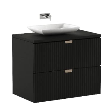 Wena Meble Waschtischunterschrank Willy - Hochwertiger Badezimmerschrank mit 80 cm Breite und stilvollem Design (Schwarz geriffelte Fronten, 80x47x60cm) von Wena Meble