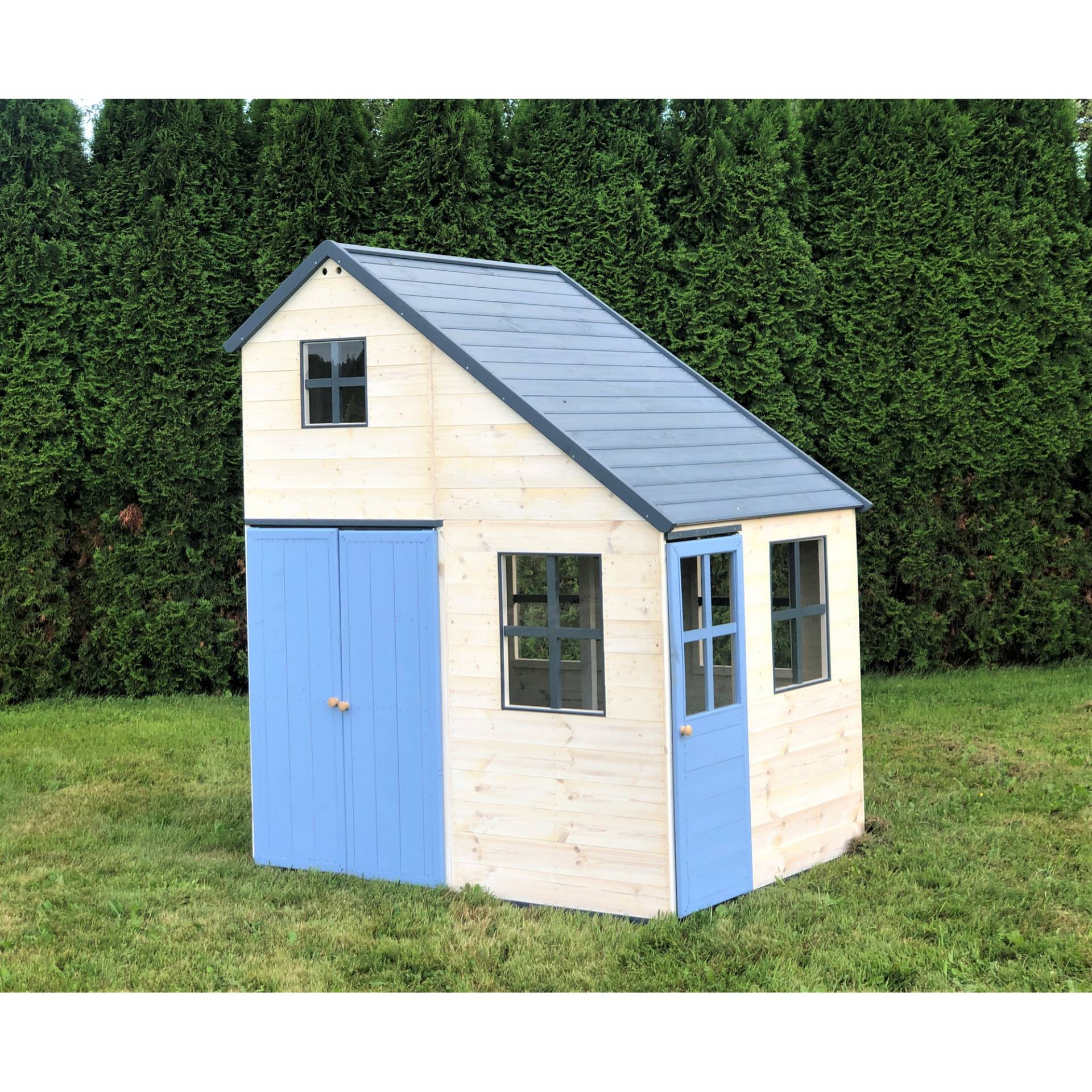 Wendi Toys Holz-Spielhaus 'Wal' natur/blau 120 x 160 x 200 cm von Wendi Toys
