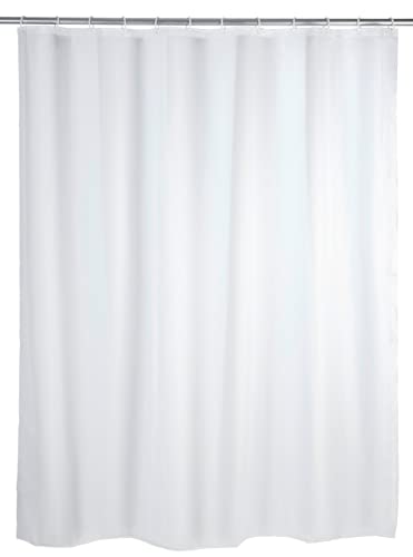 WENKO Duschvorhang Uni Weiß 180 x 200 cm - wasserdicht, pflegeleicht, Polyethylen-Vinylacetat, 180 x 200 cm, Weiß von WENKO