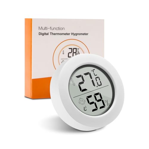 Mini Thermometer Hygrometer Innen, 1 Stück LCD Zimmerthermometer Luftfeuchtigkeitsmesser Digital Innen Raumtemperatur Messgerät, Weiß von Wepai