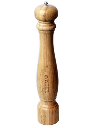 Pfeffermühle aus Holz mit Gravur, Name, Geschenkidee Küche, Hochzeit, Koch (26,5 cm) von Unikatolo