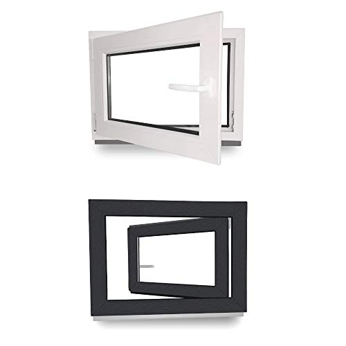 Kellerfenster - Kunststoff - Fenster - innen weiß/außen anthrazit - BxH: 100 x 40 cm - 1000 x 400 mm - DIN Links - 3 fach Verglasung - 60 mm Profil von werkzeugbilligercom