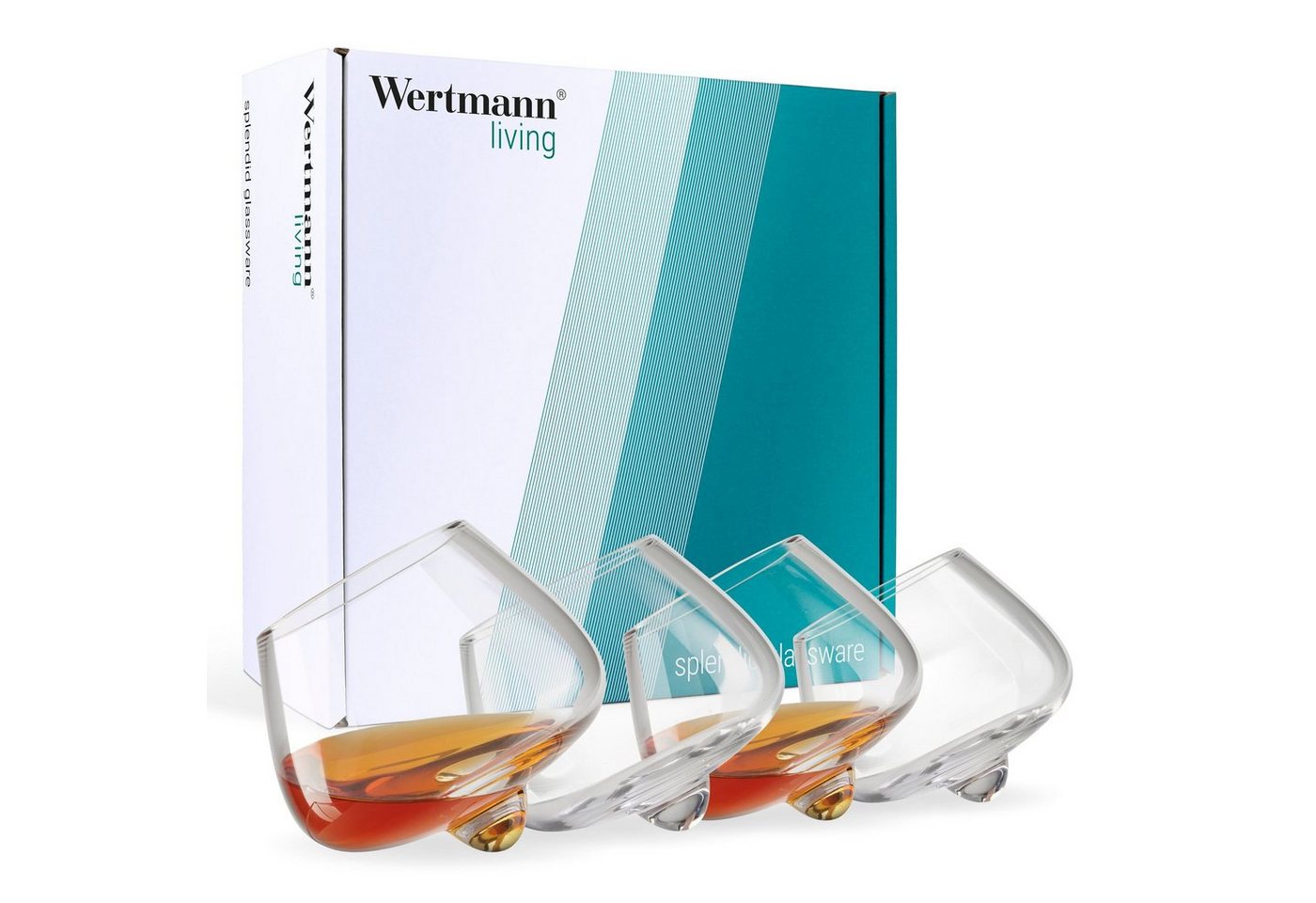 Wertmann Living Glas Wertmann-living 4er Set Gläser Cognac / Whisky - besondere Form mit perfekter Wirkung von Wertmann Living