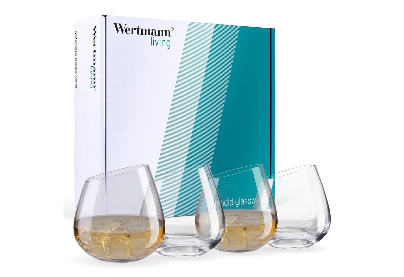 Wertmann Living Glas Wertmann-living 4er Set Gläser Whisky / Wasser - besondere Form mit schrägem Rand von Wertmann Living