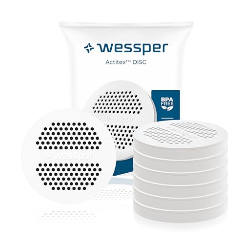 Wessper Disc Filter für Trinkflasche und Kanne, Wasserflasche filter mit Aktivkohle, Ersatz für Brita Microdisc Flaschen und Karaffen, Reduzierung von Chlor und Schwermetalle- 6 Stück von Wessper
