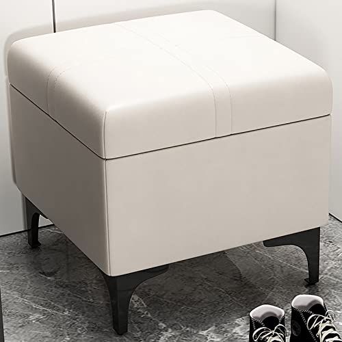 WestUx Sitzhocker mit Stauraum,Kunstleder Kleiner Fußhocker Sitzcube als Fußablage mit Deckel leicht zu reinigen für Wohnzimmer, Schlafzimmer,D,40x40x42cm(16x16x17inch) von WestUx