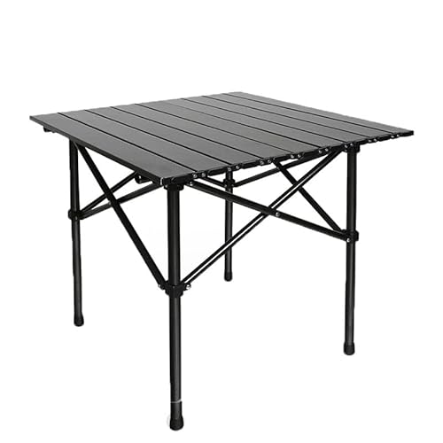 WestUx Tragbarer Aluminium-Klapptisch für den Außenbereich, kompakter Strand-Reisetisch mit Tragetasche Aufrollbarer Grilltisch für BBQ, Party, Camping,A,58x58x58cm(23x23x23inch) von WestUx