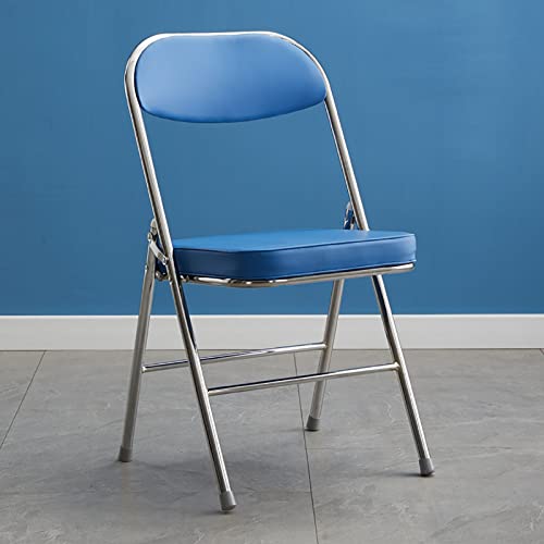 WestUx Tragbarer Klappstuhl mit Metallrahmen, Faltbare Outdoor -Outdoor und stapelbare gewerbliche Stühle für Bürohaus,Blau von WestUx