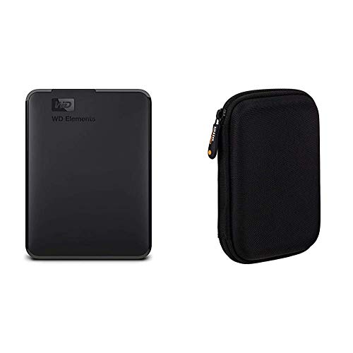 WD Elements Portable, Externe Festplatte - 2 TB - USB 3.0 - WDBU6Y0020BBK-WESN & Amazon Basics Schutzhülle für Externe Festplatten von Western Digital