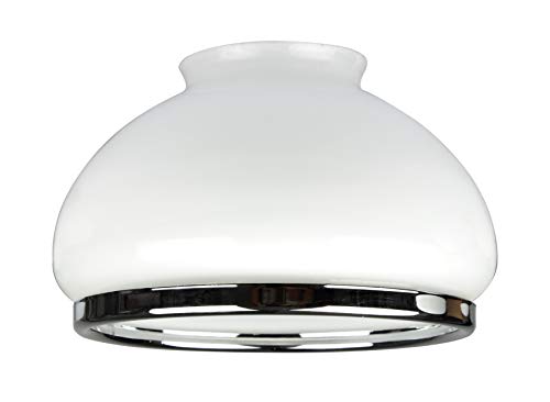Westinghouse Lighting 8705340 Lampenschirm 6,4 cm aus Opalglas, Kuppelform mit Chromband, weiß, 16.4 x 16.4 x 11.8 cm von Westinghouse Lighting
