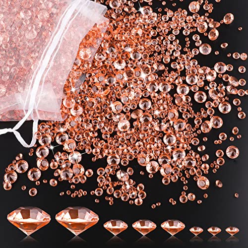 4000 Stück Streudeko Diamanten Deko Funkeln Transparente Acryl Kristalls mit Organzabeutel für Tischdeko Hochzeit Tisch Grußkarten DIY Kunst (3mm, 6mm, 10mm) (Rose Gold) von Weysoo