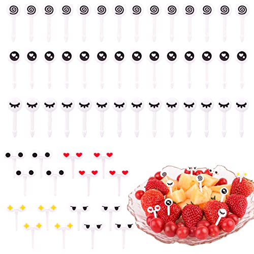 70 Stück Food Picks, Spieße Fingerfood Kinder, Wiederverwendbare Obstgabeln Kinder, Piekser Fingerfood Kinder, Obstspieße Kinder, Spieße Kinder für Obst, Dessert, Kuchen, Brot Partyzubehör Dekoration von Weysoo