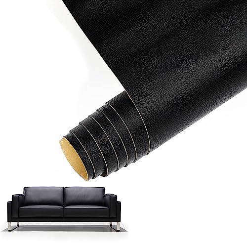 LederReparatur Set, 40x137cm Leder Patch Selbstklebend, Leder Patch Kit, Leder Reparatur Patch, Kunstleder Selbstklebende Leder Reparatur Set für Sofas, Autositze, Bürostuhl, Kopfteil (Schwarz) von Whcctl