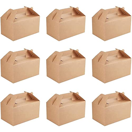 Päcken Geschenk Box, 10 Stück Verpackung Karton Box, Kraftpapier Faltschachtel mit Griff, Karton Boxen Kuchen Box Karton, Geschenkboxen Kuchen Verpackung für Kuchen, Kekse, Brathähnchen, Cupcakes von Whcctl