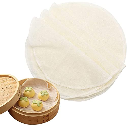 Whcctl Dampfer Matte, 10 Stück Baumwolle Dampfer Tuch, Dim Sum Dampfer Matte, Bambusdampfer Papier, 30 cm Baumwolltuch Wiederverwendbar, für Air Fryer Steaming Korb Kochen Gemüse Reis Dim Sum von Whcctl