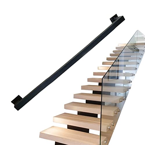 Handlauf Schwarz für Treppen Handläufe für Treppen, schwarzes Metall, Treppenhandläufe mit Wandhalterungen, Treppengeländer, Handlauf für Badezimmerkorridor, Haltegriff im Freien ( Size : 100cm ) von Whnoorher