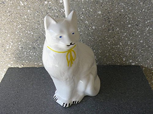 WC-Garnitur Katze aus Keramik mit Dekorbemalung von Diwi Aktuell Annemarie Wiegand