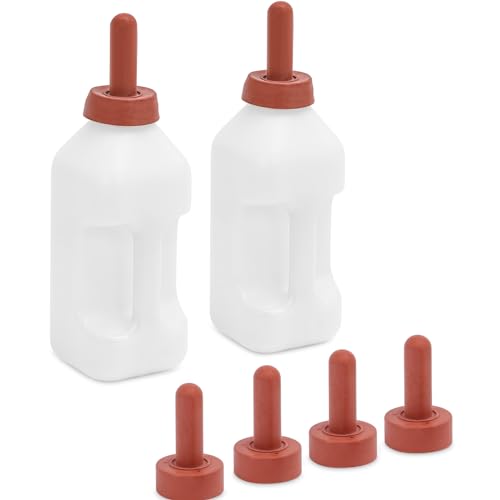Wiesenfield WIE-FB-102 Kälbertränke Fassungsvermögen 2 l 6 Gumminuckel ergonomischer Griff Kälberflasche Nuckelflasche für Kälber von Wiesenfield