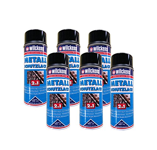 6 x WILCKENS 400ml Metall Schutzlack Spray 2in1 Rostschutz Lackierung schwarz von Wilckens