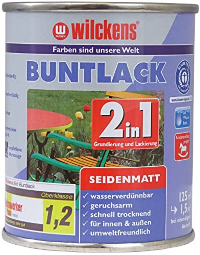 Wilckens 2in1 Acryl Buntlack für Innen und Außen, seidenmatt, 125 ml, RAL 7016 Anthrazitgrau von Wilckens