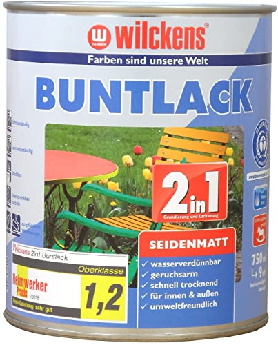 Wilckens 2in1 Acryl Buntlack für Innen und Außen, seidenmatt, 750 ml, RAL 1015 Hellelfenbein von Wilckens