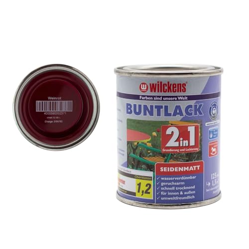 Wilckens Buntlack 2in1 Dispersion seidenmatt 30 Farben 125ml, Farben:Weinrot von Wilckens