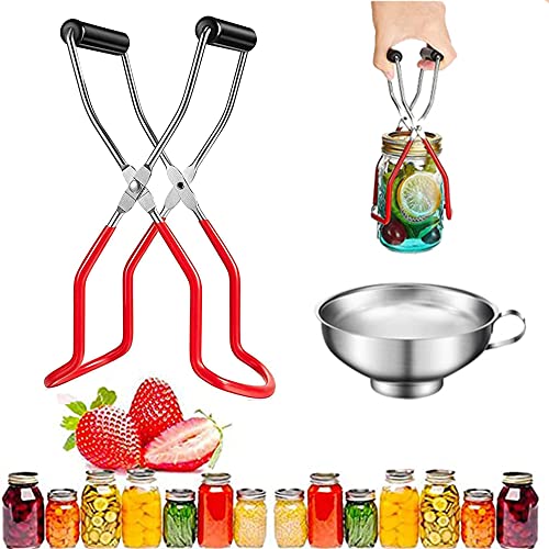 Edelstahl Glasheber, Einmachglas Heber Zange, Glasheber Einfülltrichter Edelstahl, Glasheber-Clip Für Einmachgläser, Für Küchenrestaurant Konserven, Glas, Heiße Konserven, Sichere Entfernung (Rot) von Willoo