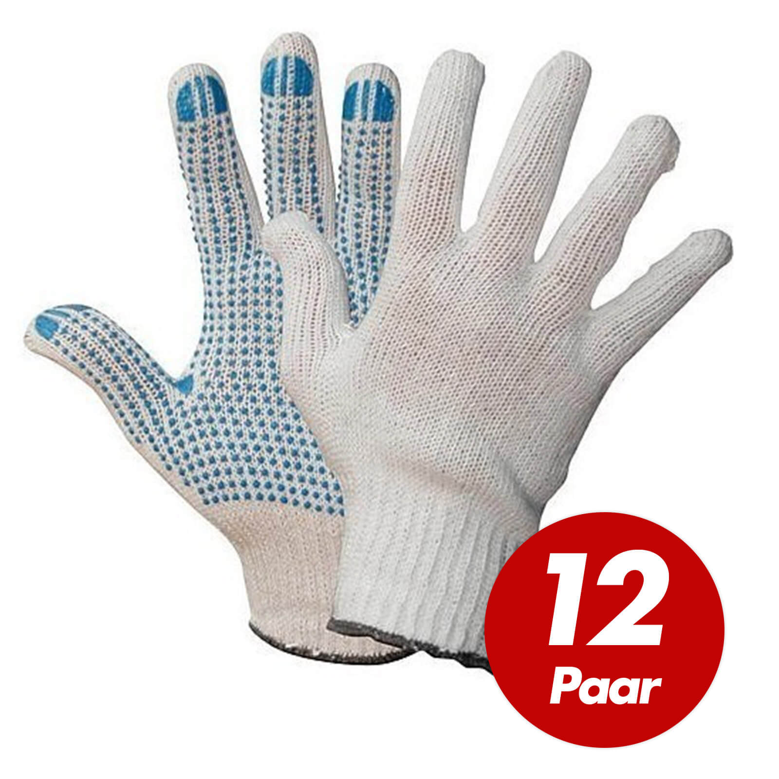 Strickhandschuhe Grip Noppen Arbeitshandschuhe Polyester PVC KORL 12 Paar Größe:7 von Wilpeg