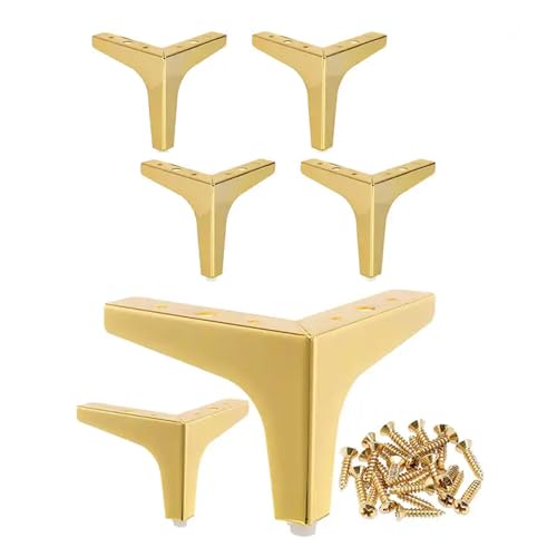 Wilsonzin 6 Stücke Möbelfüße Gold 10cm Metall Möbelfüsse Tischbeine DIY Möbel Füße mit Schrauben Ersatz Dreieck Schrank Füße Schrankfüsse für Schrank, Sofa, Stuhl, Couchtisch, Schubladen von Wilsonzin