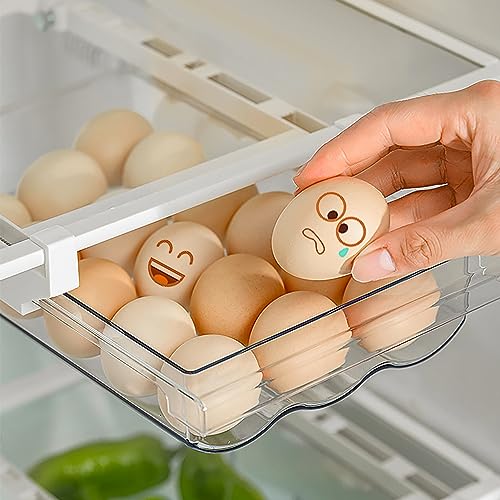 Schubladen Eierhalter - Kühlschrank Organizer Eier mit Gleitschiene und Griff Eier Aufbewahrung Kühlschrank mit Spart des Kühlschrankplatzes, Platz für 21 Eier, für Küchenutensilien und Storage Eier von Wilytoy
