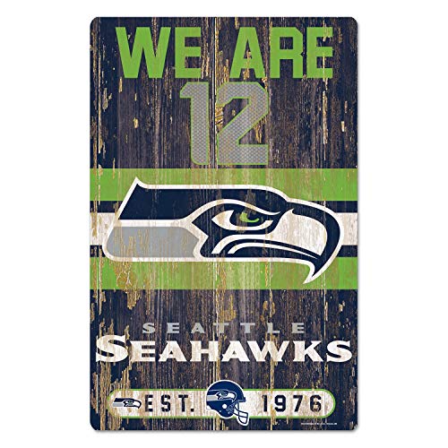 NFL Schild aus Holz Seattle Seahawks Holzschild Wood Slogan We Are 12 von Wincraft