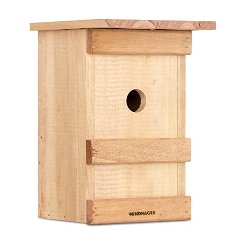 Windhager Nistkasten Birdy, Vogelhaus Brutkasten Nisthilfe Vogelnistkasten, aus Massivholz, inklusive Aufhängevorrichtung, 17 x 17 x 24,5 cm, 06961 von Windhager