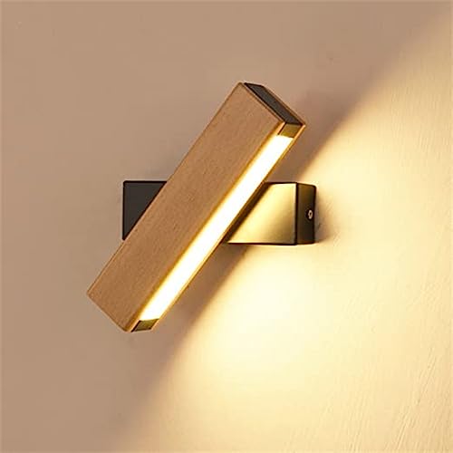 Winlams Holz drehbare LED-Wandleuchte, Multi-Modell, Bett, Innenwandleuchte, Aluminium, Holz, Holzfarbe, dekorative Wandleuchte (21cm) von Winlams