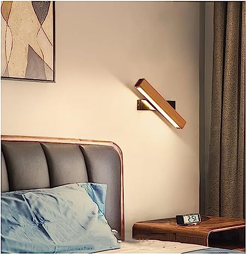 Winlams Holz drehbare LED-Wandleuchte, Multi-Modell, Bett, Innenwandleuchte, Aluminium, Holz, Holzfarbe, dekorative Wandleuchte (31cm) von Winlams