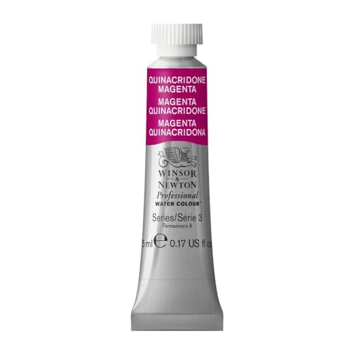 Winsor & Newton 0102545 Professional Aquarellfarbe, lebendige Wasserfarben in Künstlerqualität, hohe Farbbrillanz & Leuchtkraft, lichtecht, Archivqualität, 5ml Tube - Chinacridon Magenta von Winsor & Newton