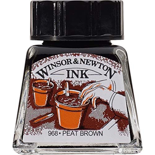 Winsor & Newton 1005469 Drawing Inks - Zeichentusche für Kalligraphen, Illustratoren, Grafikern, Künstler - wasserbeständige Farben, herrvorragender Transparenz, 14ml Flasche - Lehmbraun von Winsor & Newton