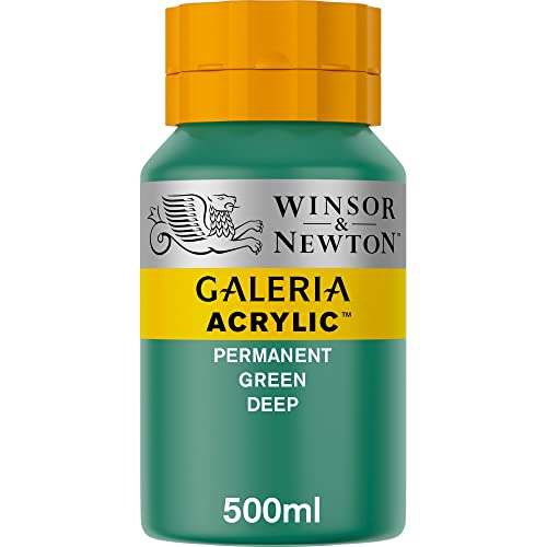 Winsor & Newton 2150482 Galeria Acrylfarbe, hohe Pigmentierung, lichtecht, buttrige Konsistenz, 500 ml Topf - Permanentgrün Dunkel von Winsor & Newton