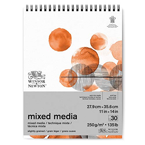 Winsor & Newton 6694007 Mixed Media Papier im Block - 30 Blatt 27,9 x 35,6cm, 250g/m², FSC, Säurefrei, ohne optische Aufheller, stabil und Alterungsbeständig für alle nassen und trockenen Techniken von Winsor & Newton