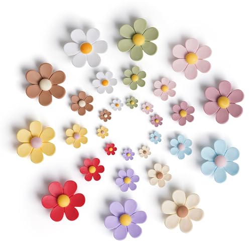 Winter Shore 3D-Blumen-Magnete Kühlschrank (30er-Pack) - Kleine, Bunte Dekorative Magnete - Starke, Niedliche Magnete Whiteboard, Küchenschrank, Mädchen-Schließfach - 10, 3 Größen von Winter Shore