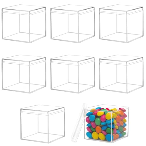 Winter Shore Acryl Würfel Geschenkbox Durchsichtig Set [8er-Pack] - Kleine Acryl Box Transparent mit Deckel zum Organisieren von Schmuck, Süßigkeiten, Figuren, Partygeschenken - 5,5 x 5,5 x 5,5 cm von Winter Shore