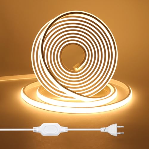 Wisada COB LED Streifen 40M, 220V Warmweiß 3000K CRI≥90 Helligkeit Hohe Neon LED Band, Lumineszenz Linear Hohe Dichte 288LEDs/M Wasserdichte LED Lichter für Schrank Wohnzimmer Schlafzimmer,Weihnachten von Wisada