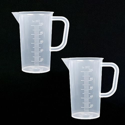 Wisebom 2 Stück Messbecher 100ml, Klein Messbecher mit Griff, Messbecher Kunststoff aus Präzisions Set, Messbecher mit Hitzebeständige für Waschmittel, Küche, Labor, Kochen von Wisebom